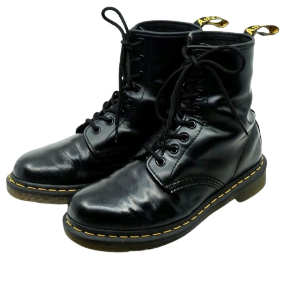 DR MARTENS~1460 Mono Boot~BLACK SMOOTH LEATHER LACE UP~ Women's Size 8